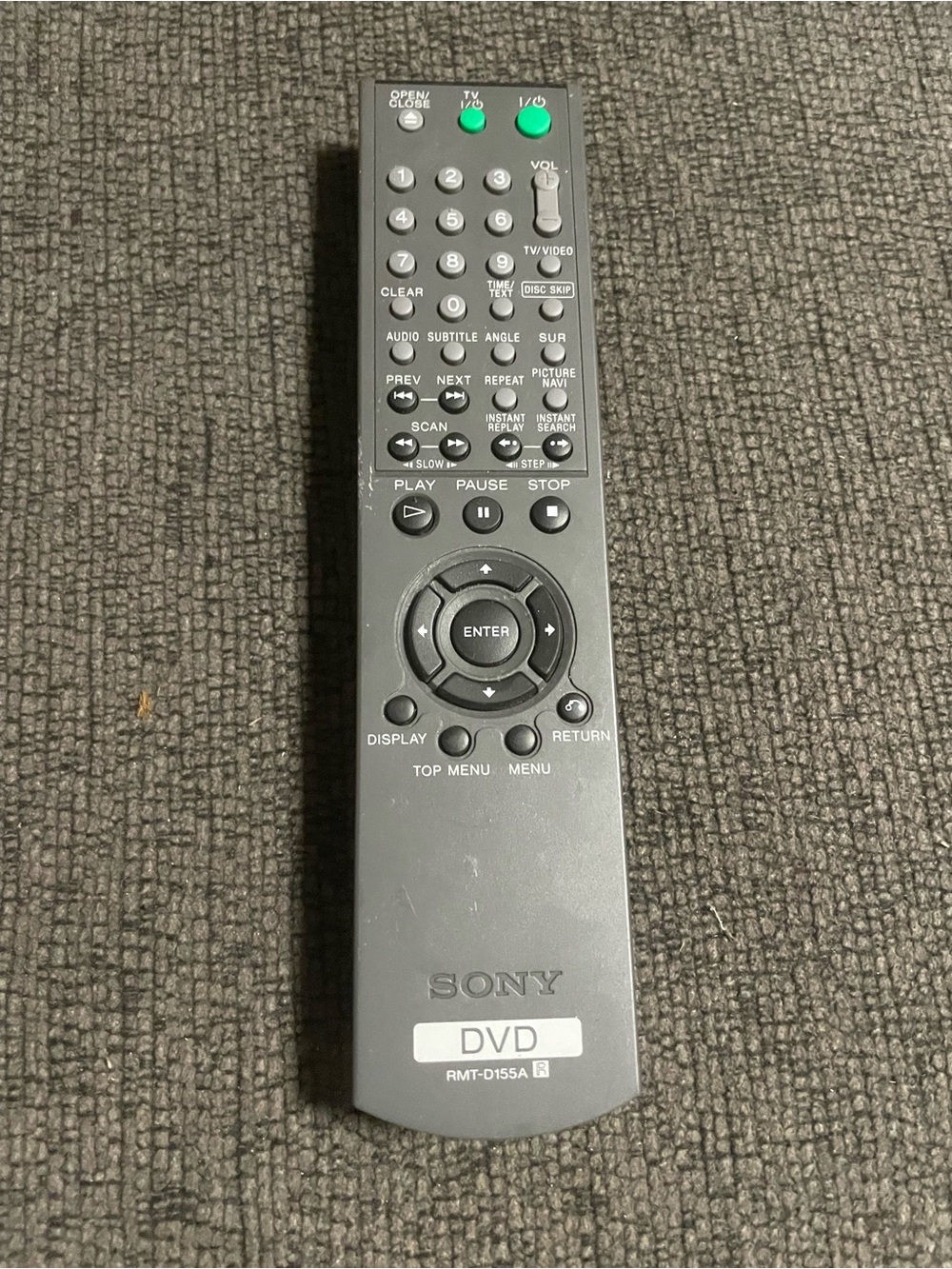 Sony DVD Remote Control - Black with Green Buttons